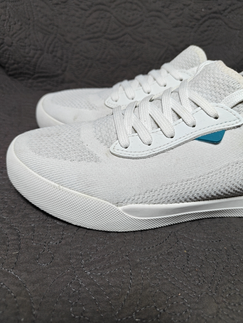 VESSI Weekend Waterproof White Knit Casual Off White Lace Up Sneaker Women's 7 - Picture 3 of 9